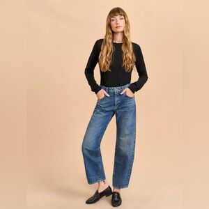 La Ligne Marilyn Mid-Rise Barrel Jean Size 27 , James Wash